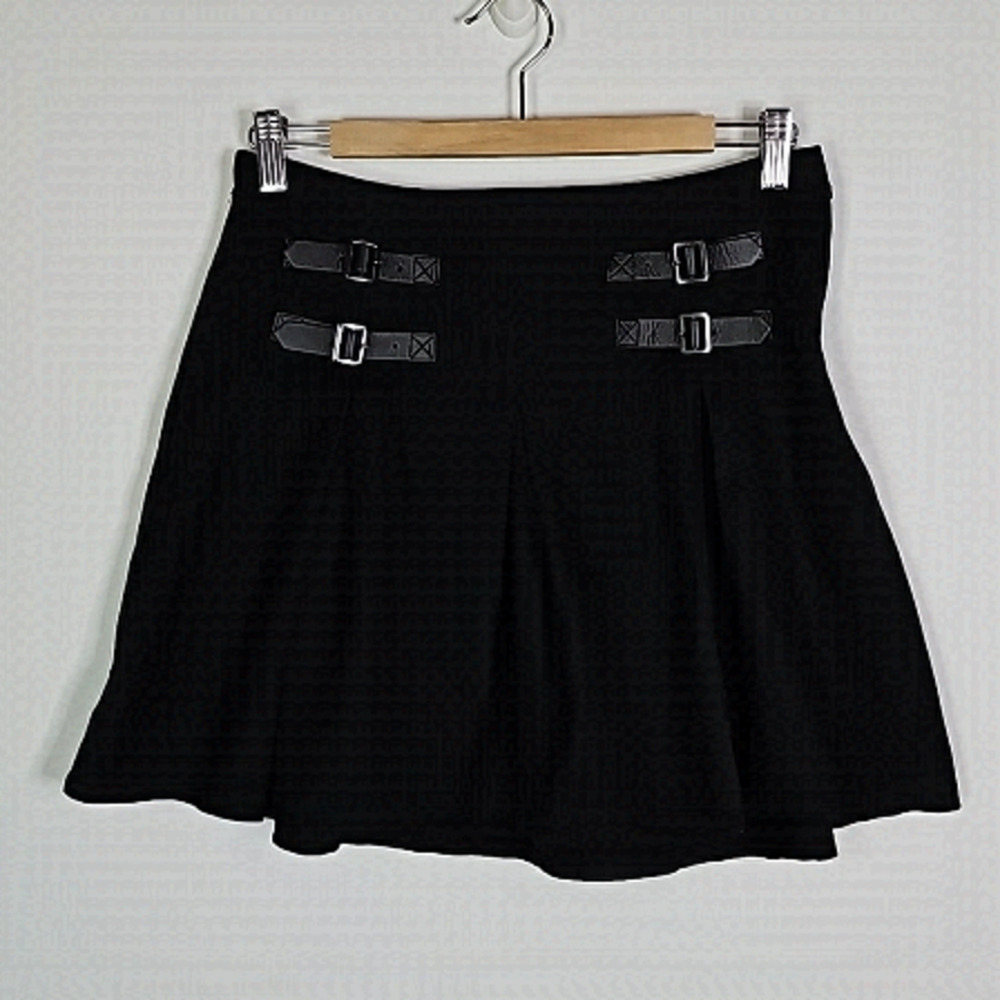 Hot Topic Black Skater Skirt with Buckle Accents